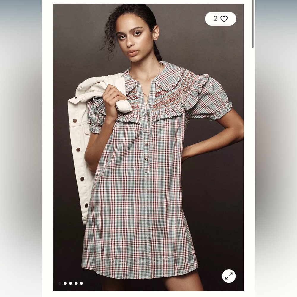 Pilcro Short-Sleeve V-Neck Smocked Babydoll Mini Dress